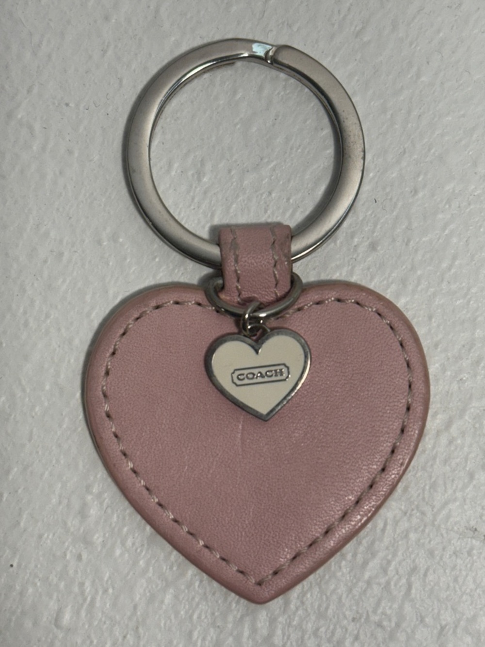 Coach light pink leather charm/keychain